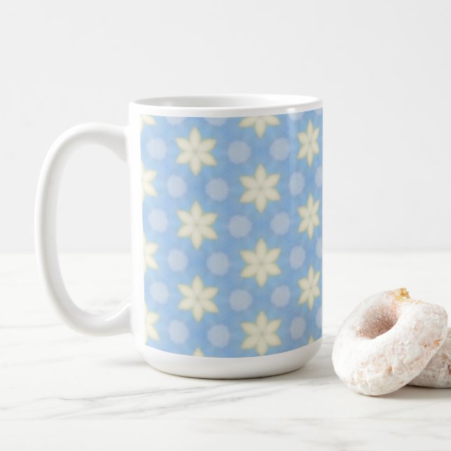 Yellow Stars on Blue design coffee mug (Avec donut)