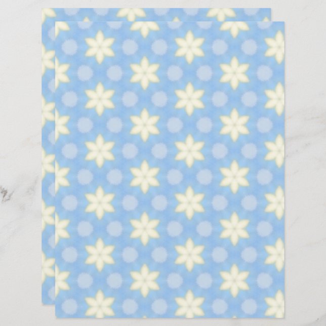 Yellow Stars on Blue Scrapbook Paper (Devant / Derrière)