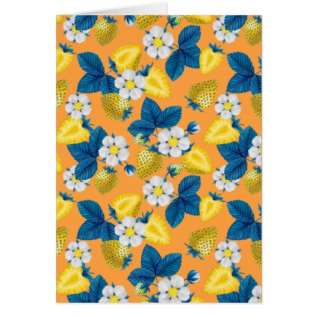 Yellow strawberries on orange (Devant)