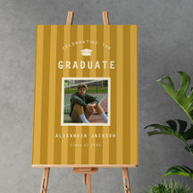 Yellow Stripes Graduation Party Welcome Sign