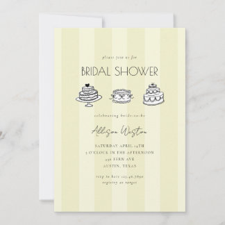 Yellow Vintage Cake Bridal Shower Invitation