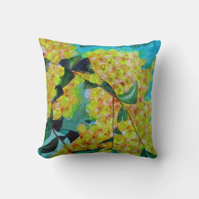 Yellow Wattle Australien coussin d'art des fleurs  (Recto)