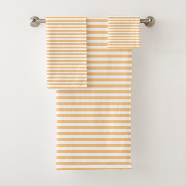  Yellow & White Minimalist Striped Towel Set (En situation)
