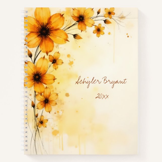 Yellow Wildflowers Floral Spiral-bound Journal (Devant)