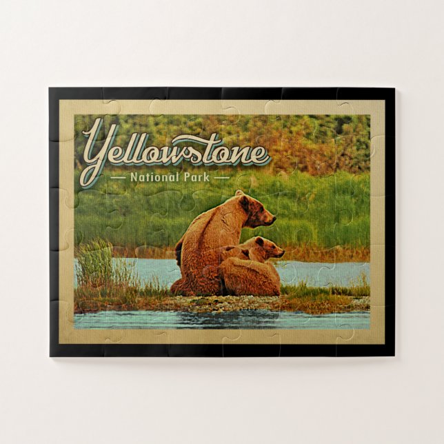 Yellowstone Jigsaw Puzzle Parc national Bear Retro (Horizontal)