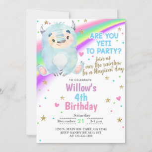 Yeti invitation d'anniversaire fille d'hiver, invi