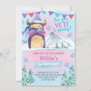 Yeti invitation d'anniversaire fille d'hiver, invi