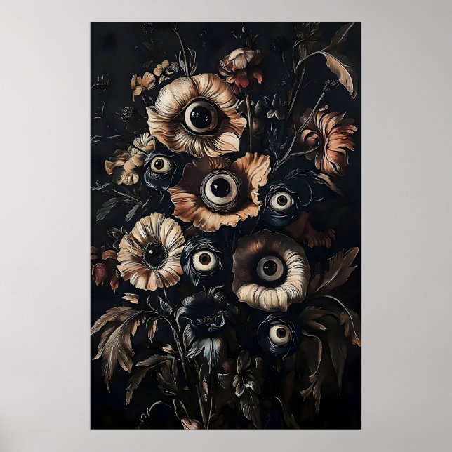 Yeux dans une impression de fleurs sombres et luna (Devant)