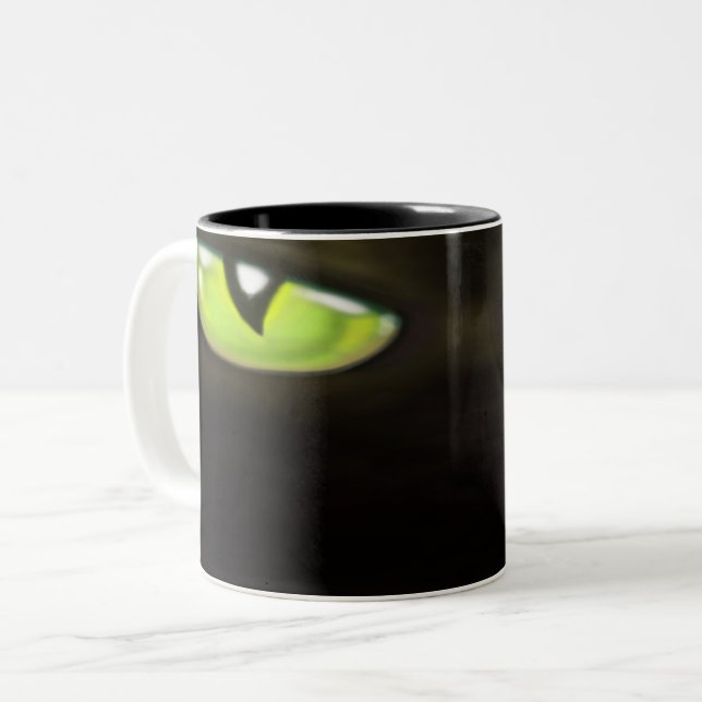 Yeux de chat Mug de café à deux tons (Devant gauche)