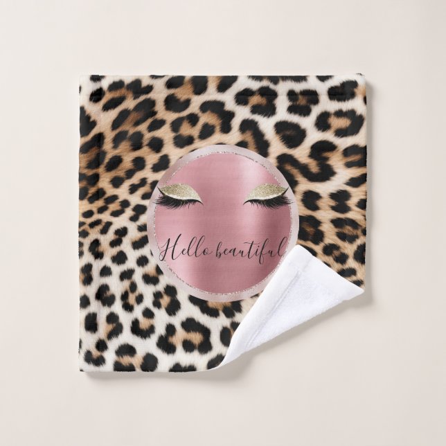 Yeux de Parties scintillant d'or Leopard à crème B (Gant de toilette)