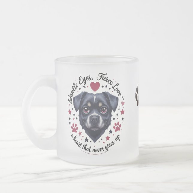 Yeux doux, Amour de la Fierce - Chien givré Mug (Gauche)