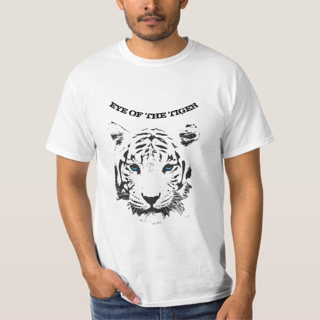 Yeux du tigre avec T-shirt Cool aux yeux bleus (Devant)