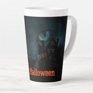 Yeux d'un chat noir Éffrayant Halloween latte Mug