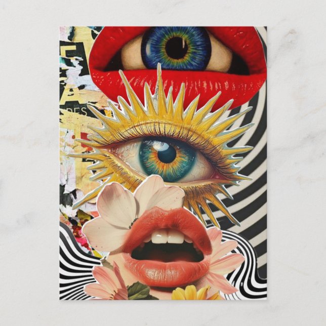 Yeux et lèvres surréalistes Carte postale (Devant)