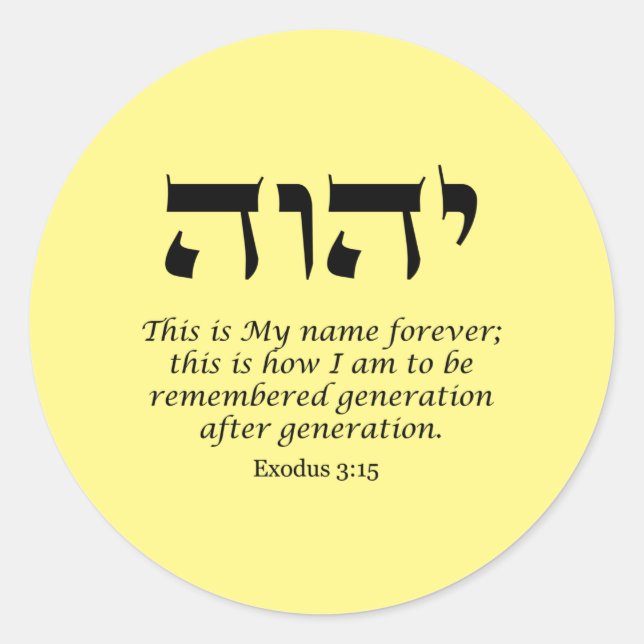 YHWH - Le nom de Dieu Sticker rond classique (Devant)