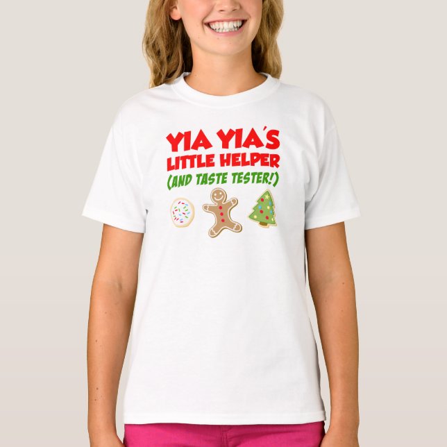 Yia Yia's Little Helper Christmas Cookies T-Shirt (Devant)