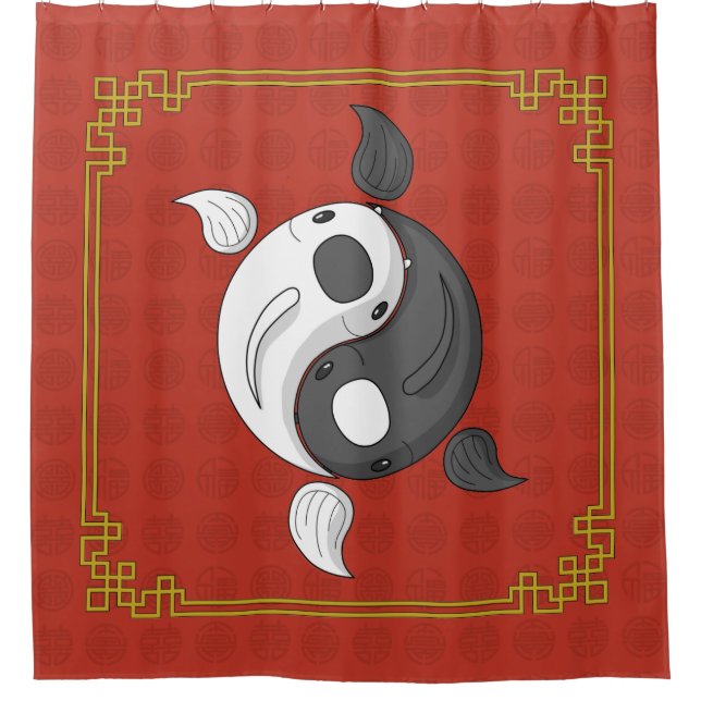 Yin et Yang le rideau de douche de Koi (Devant)