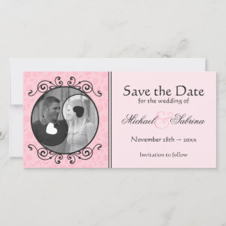 Yin et Yang Pink Floral Enregistrer la date Carte