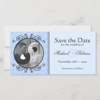 Yin & Yang Blue Floral Enregistrer la date Carte p