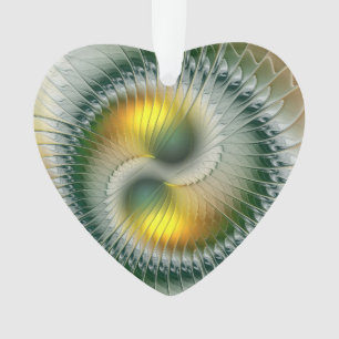 Yin Yang Couleurs de Noël Abstrait Fractal Cœur