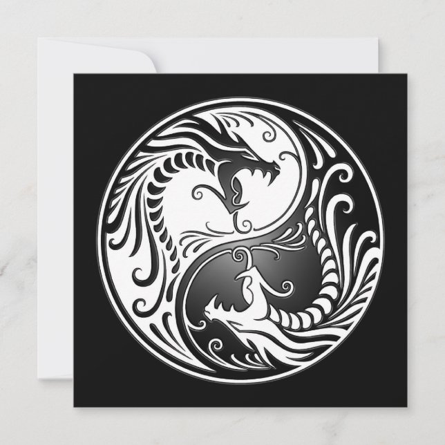 Yin Yang Dragons, blanc et noir (Devant)