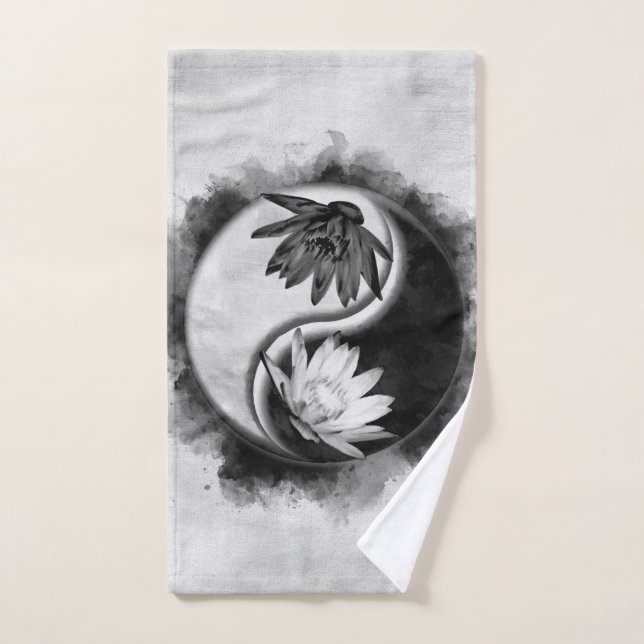 Yin Yang - fleurs de lotus (Serviette à main)