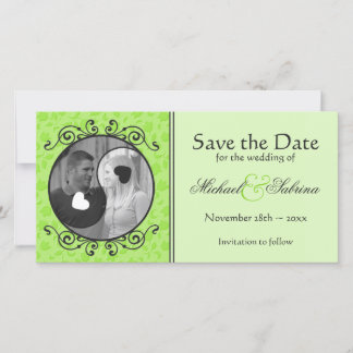 Yin & Yang Green Floral Enregistrer la date Carte