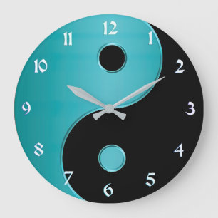 Yin Yang Horloge en Turquoise et Noir
