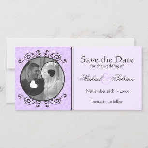 Yin & Yang Purple Floral Enregistrer la date Carte