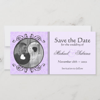 Yin & Yang Purple Floral Enregistrer la date Carte