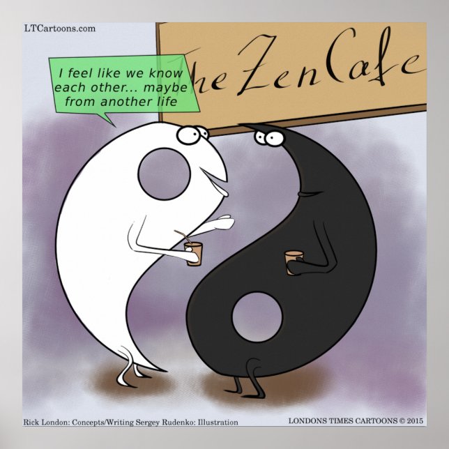 Yin & Yang Rencontrez Funny Zen Poster (Devant)
