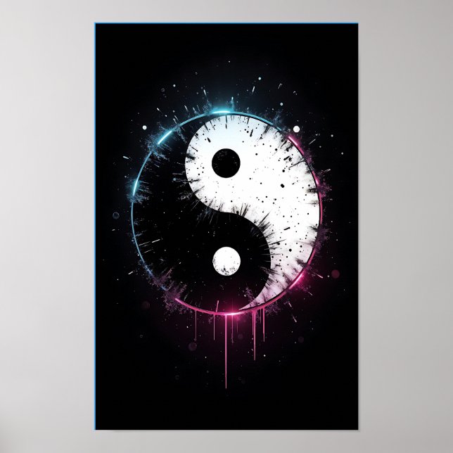 Yin Yang Splash Art Poster Print - Zen Decor (Devant)