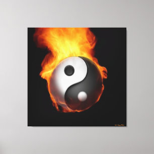 Yin Yang sur toile étirée au feu Imprimer