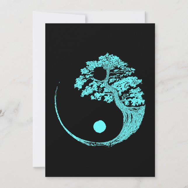 Yin Yang Turquoise Blue Bonsai Tree Japonais (Devant)