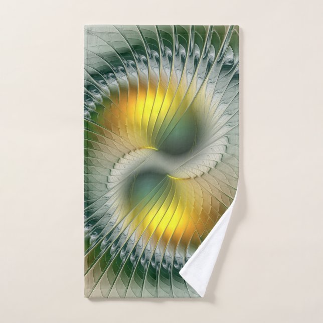 Yin Yang Vert Jaune Abstrait coloré Fractal (Serviette à main)