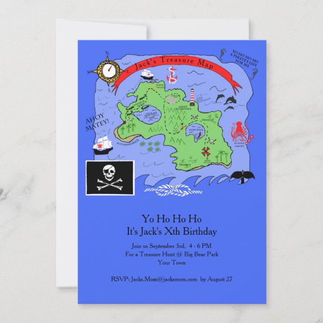 Yo Ho Ho A Kid's Pirate Birthday Party Invitation (Devant)