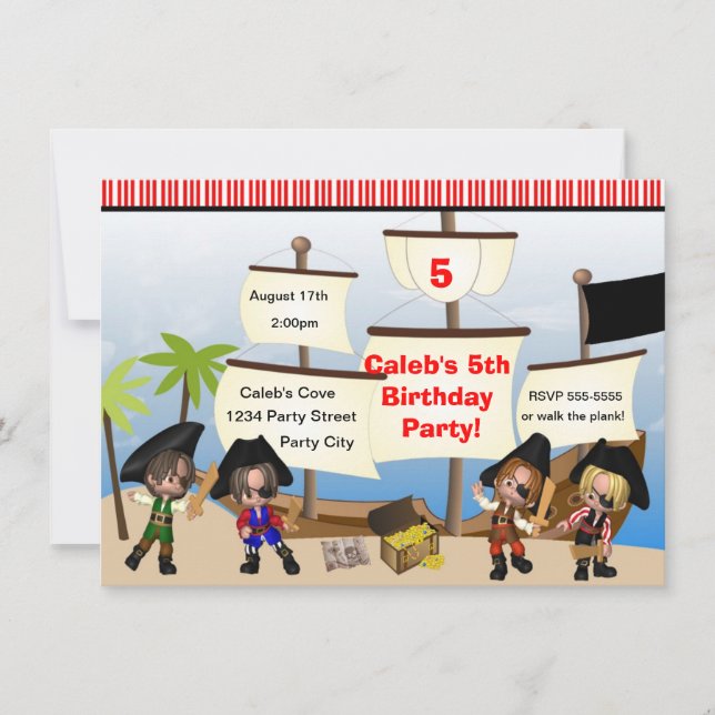 Yo Ho Ho Pirates & Invitation pour une fête d'anni (Devant)