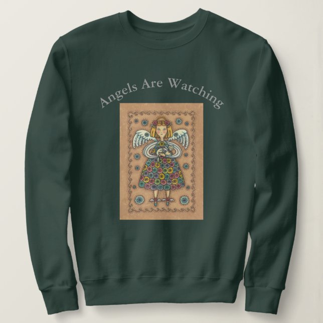 Yo Yo Quilt GUARDIAN ANGEL ET CAT SWEATSHIRT (Design devant)