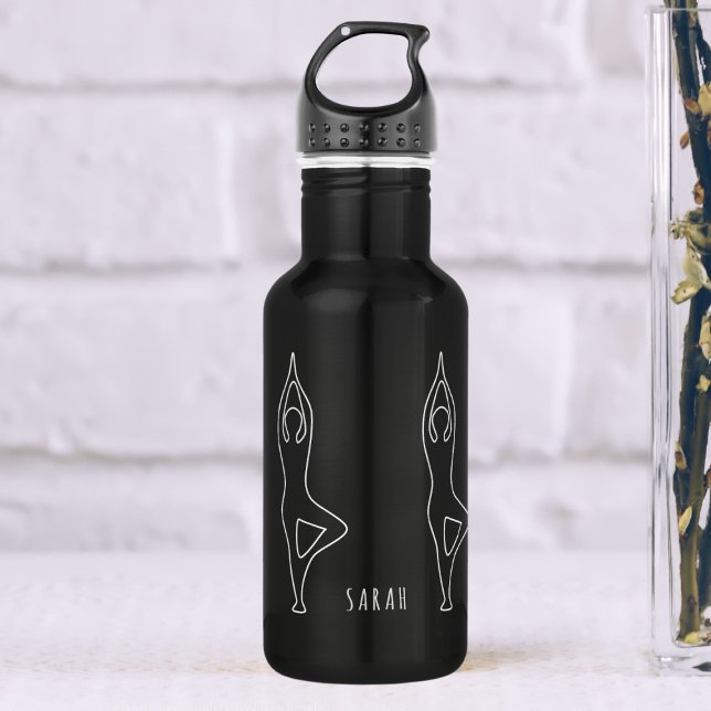 Yoga Arbre Pose Plan Bouteille d'eau personnalisée (Add your name to this yoga pose water bottle and check out the collection)