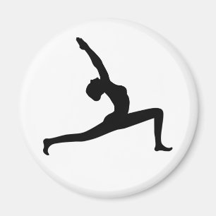 Yoga Black Silhouette Woman Posing Round Magnets
