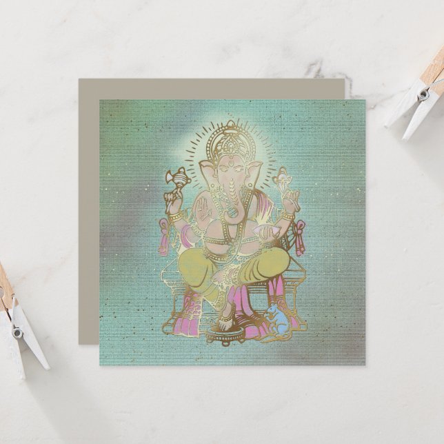 YOGA - Carte de voeux, Ganesha (Devant/Arrière en situation)