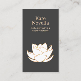 Yoga Enseignant Blanc Lotus Carte de visite noir