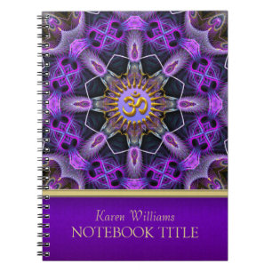 Yoga Golden Om Purple Fractal Mandala Carnet