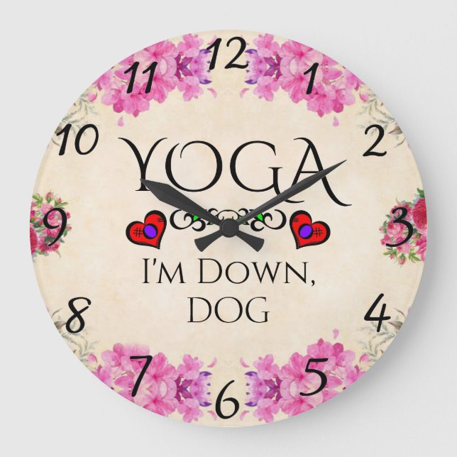 Yoga I'm Down, Dog Wall Horloge (Recto)