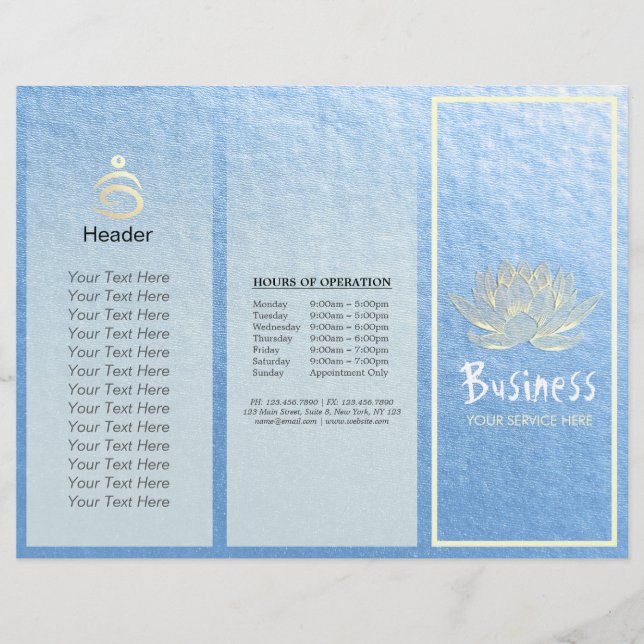 Yoga Instructor Studio Brochure Tri-Fold Lotus (Devant)