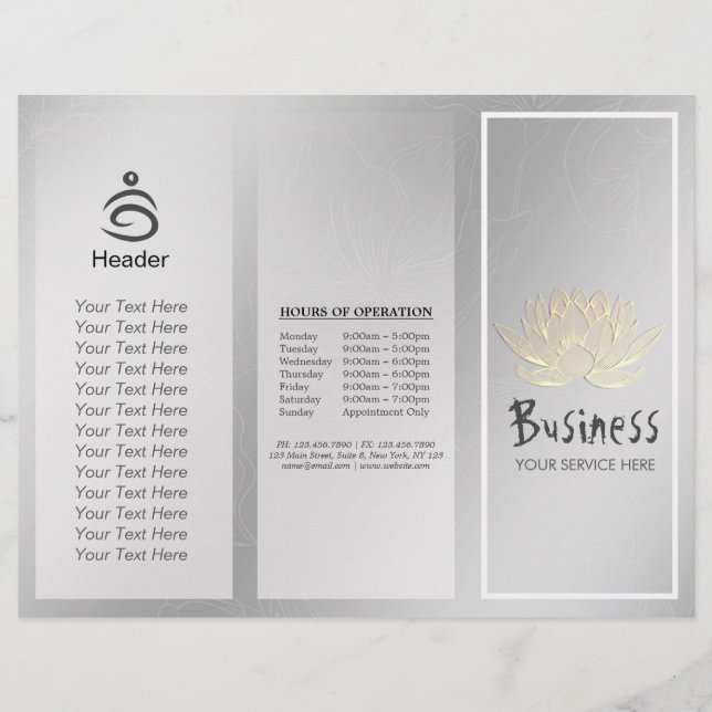 Yoga Instructor Studio Brochure Tri-Fold Lotus (Devant)
