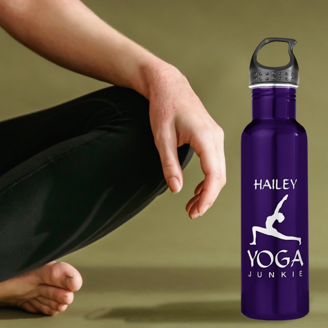 Yoga Junkie Silhouette blanche 24 Oz Bouteille d'e (Créateur téléchargé)