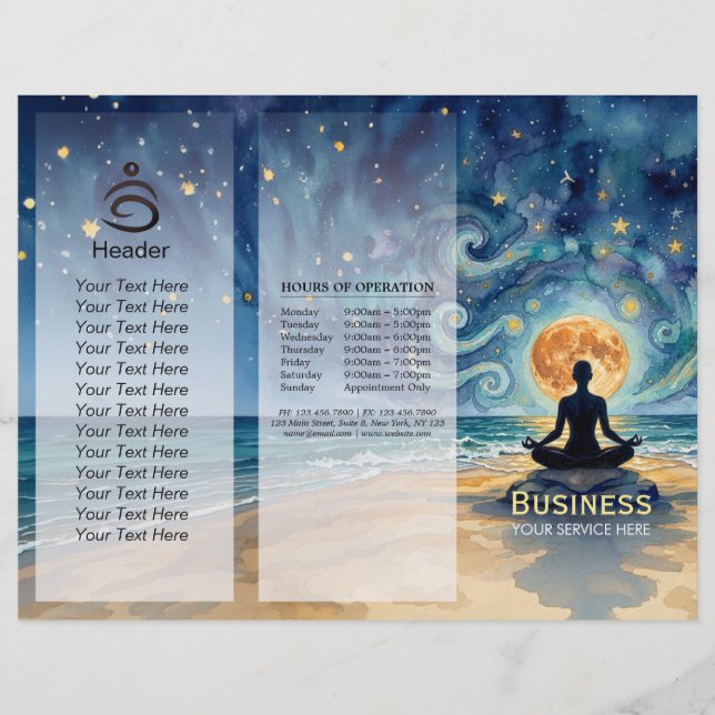 Yoga Méditation Ciel Nocturne Étoilé Lune Tri-Fold (Devant)