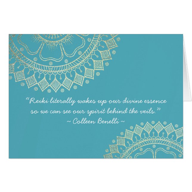 Yoga Meditation Instructor Blue Gold Mandala Quote (Devant Horizontal)