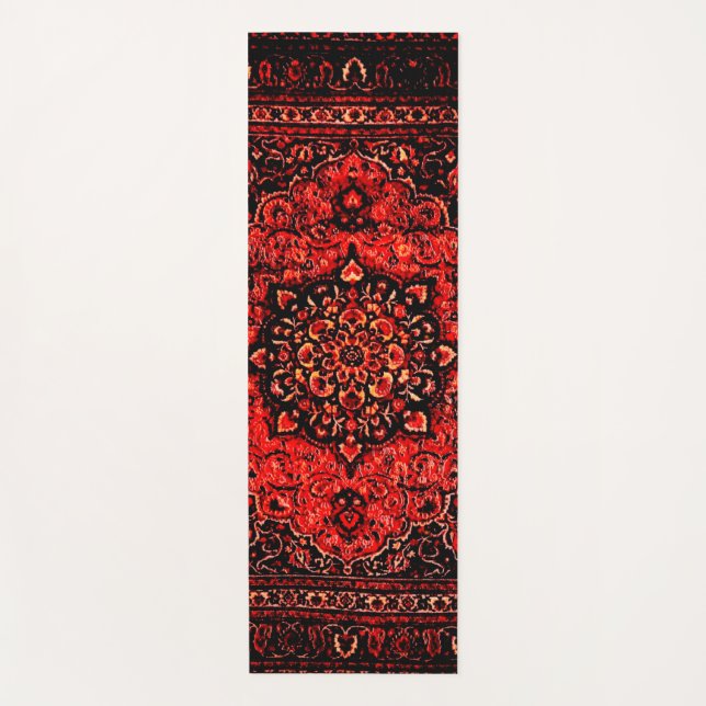 Yoga Motif de tapis persan en champ teinté rose (Devant)